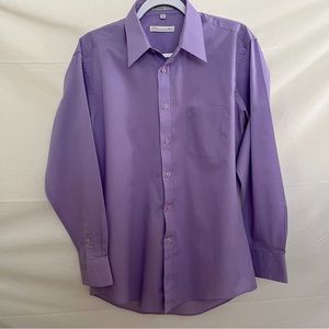 Diamante Single Stitch Button Up Purple Long Sleeve Shirt Size  15 1/2